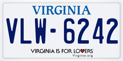 VA license plate VLW6242