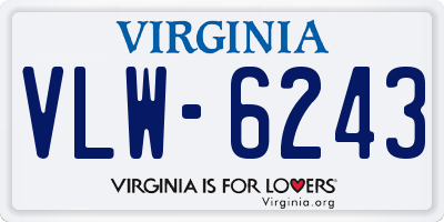 VA license plate VLW6243