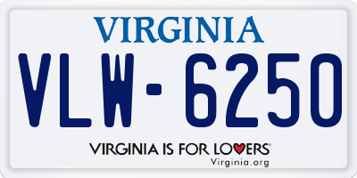 VA license plate VLW6250