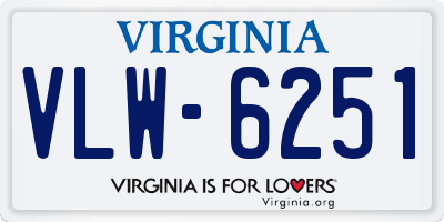 VA license plate VLW6251