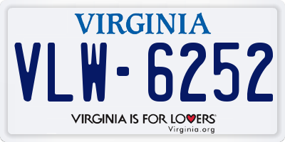 VA license plate VLW6252