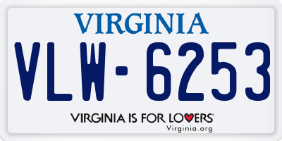 VA license plate VLW6253