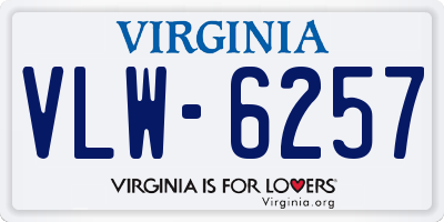 VA license plate VLW6257