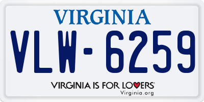 VA license plate VLW6259