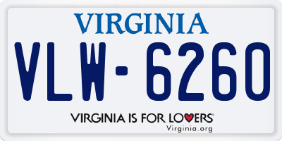 VA license plate VLW6260