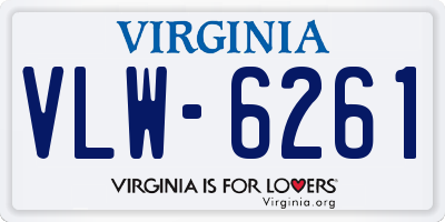 VA license plate VLW6261