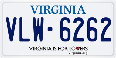 VA license plate VLW6262