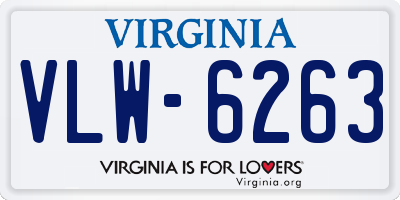 VA license plate VLW6263