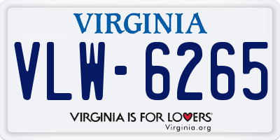 VA license plate VLW6265