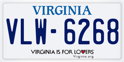 VA license plate VLW6268