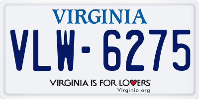 VA license plate VLW6275