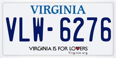 VA license plate VLW6276