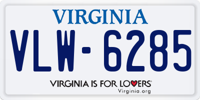 VA license plate VLW6285