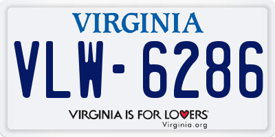 VA license plate VLW6286