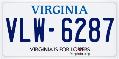 VA license plate VLW6287