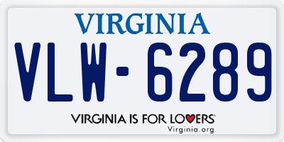 VA license plate VLW6289