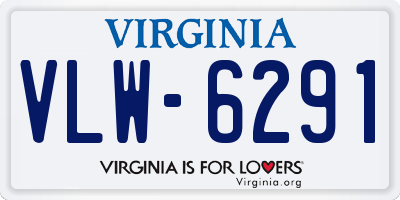 VA license plate VLW6291