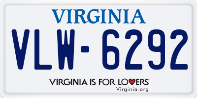 VA license plate VLW6292