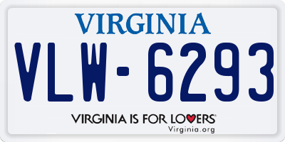 VA license plate VLW6293