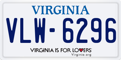 VA license plate VLW6296