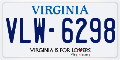 VA license plate VLW6298