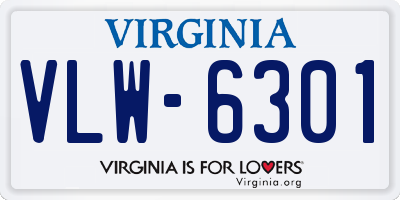 VA license plate VLW6301