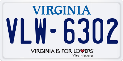 VA license plate VLW6302