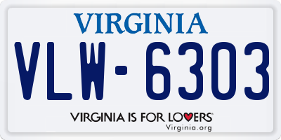 VA license plate VLW6303