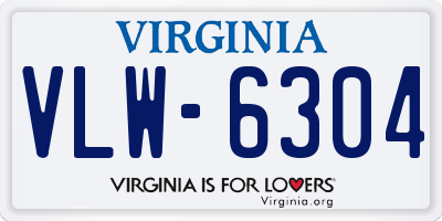 VA license plate VLW6304