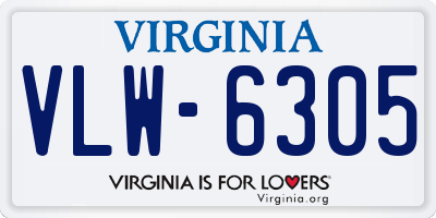 VA license plate VLW6305