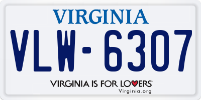 VA license plate VLW6307