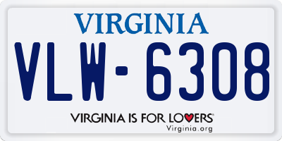 VA license plate VLW6308