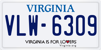 VA license plate VLW6309