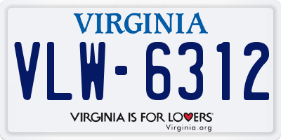 VA license plate VLW6312