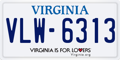 VA license plate VLW6313