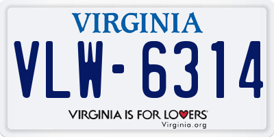 VA license plate VLW6314