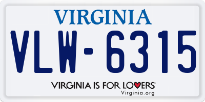 VA license plate VLW6315