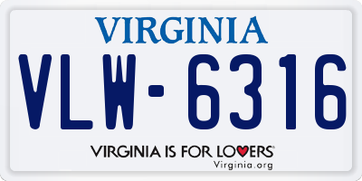 VA license plate VLW6316