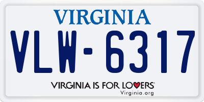 VA license plate VLW6317