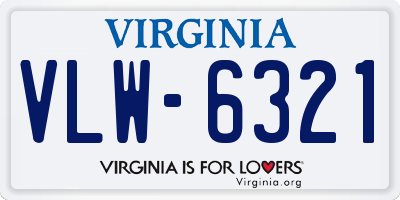 VA license plate VLW6321