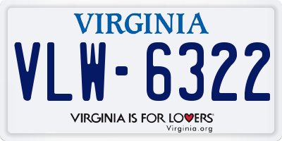 VA license plate VLW6322