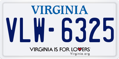 VA license plate VLW6325