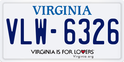 VA license plate VLW6326