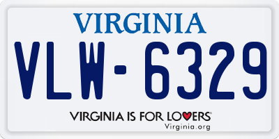 VA license plate VLW6329