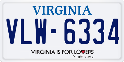 VA license plate VLW6334