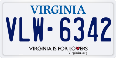 VA license plate VLW6342