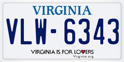 VA license plate VLW6343