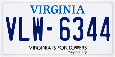 VA license plate VLW6344