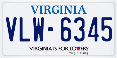 VA license plate VLW6345