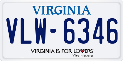 VA license plate VLW6346